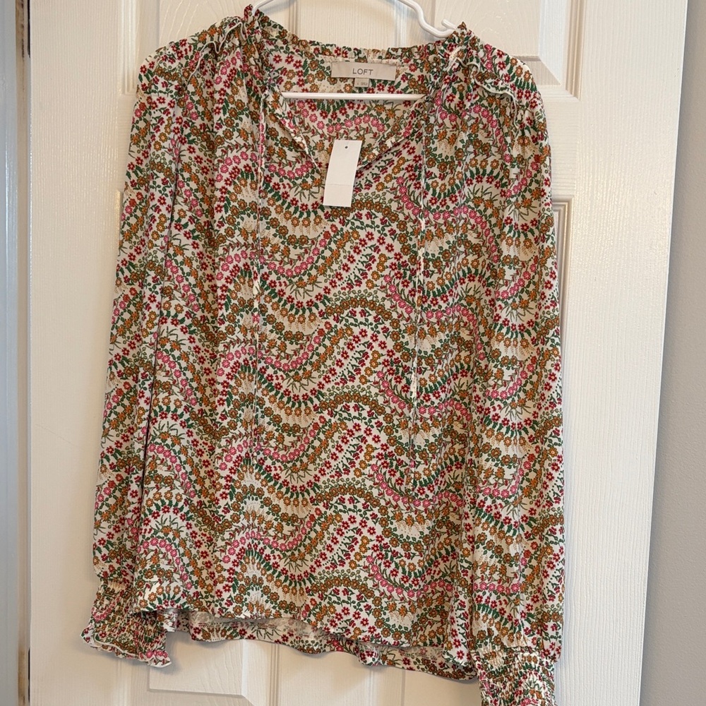 LOFT Women's Floral Blouse - Pink, Green, White